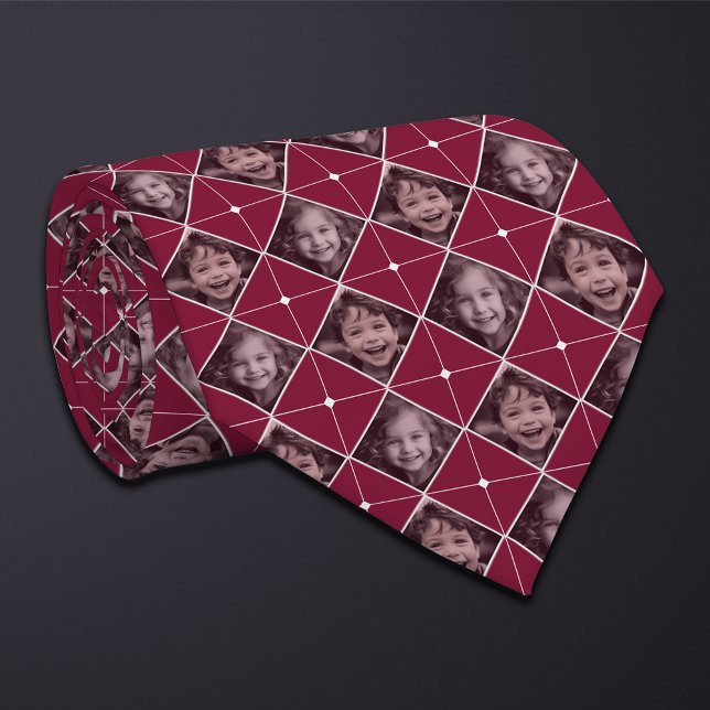 Burgundy Diamond 2-Photo Pattern Neck Tie (Creator Uploaded)
