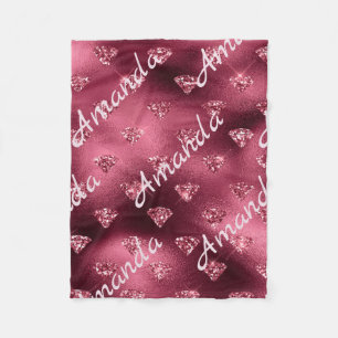 Burgundy Diamond Personalised Fleece Blanket