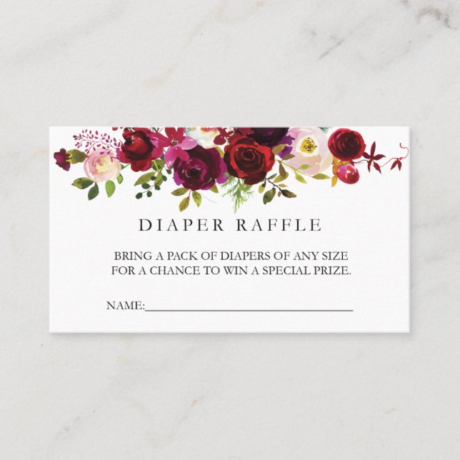 Burgundy Diaper Raffle Card (Front)