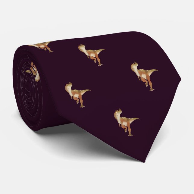 Burgundy Dinosaur Pattern Work, Professional Men's Tie (Rolled)