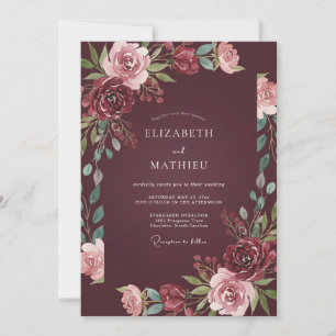 Burgundy Distinguished Autumn Wedding Invitation