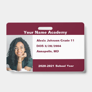 Burgundy Do It Yourself Custom Homeschool ID Badge