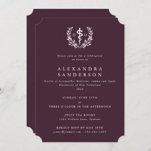 Burgundy Doctor of Osteopathic Medicine Graduation Invitation