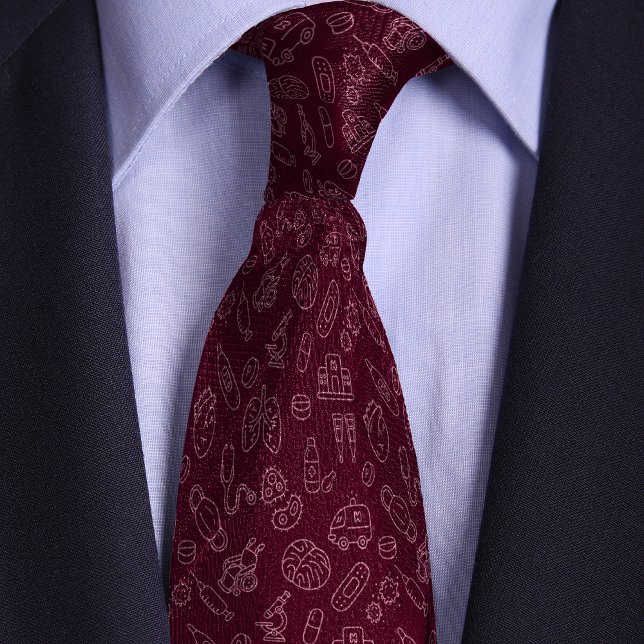 Burgundy Doctors, Healthcare Professionals Doodle Tie (Creator Uploaded)