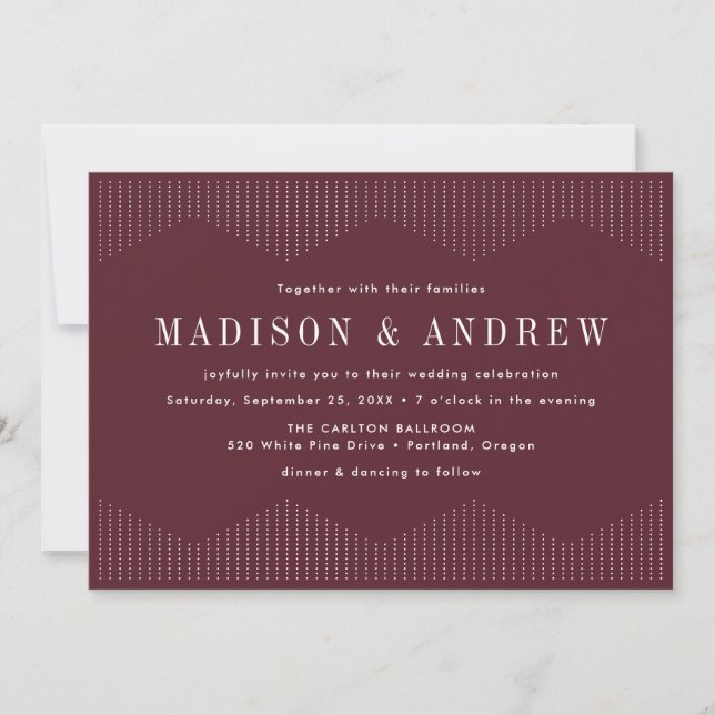 Burgundy Dotted Deco Wedding Invitation (Front)