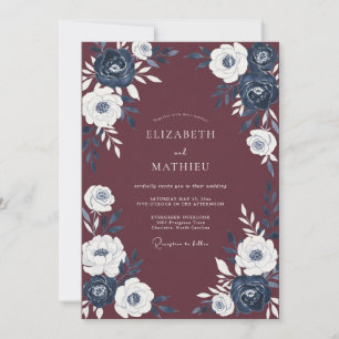 Burgundy Dramatic Winter Wedding Invitation