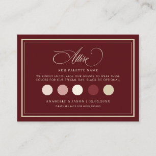 Burgundy Dress Code Wedding Guest Attire QR Code Enclosure Card