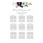burgundy dusty blue floral wedding seating chart