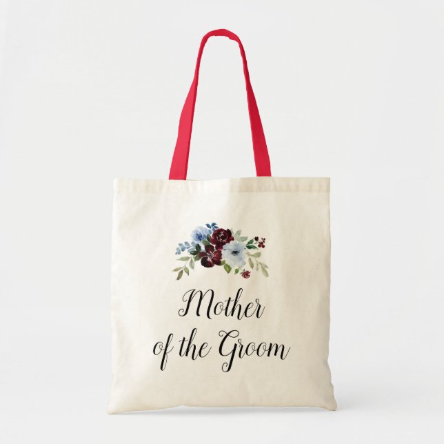 burgundy dusty blue mother of the groom tote bag (Front)