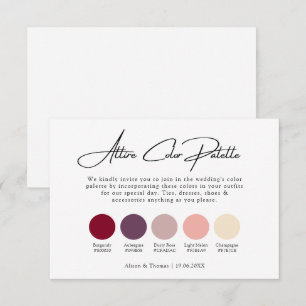 Burgundy Dusty Rose Wedding Attire Colour Palette Enclosure Card