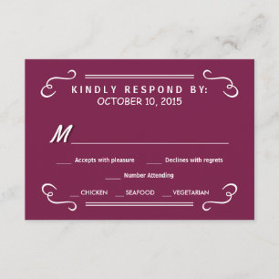 Burgundy Eat Drink & RSVP Rustic Wedding Reply Card