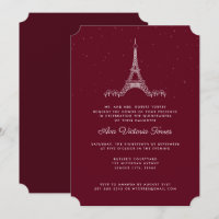 Burgundy Eiffel Tower Under the Stars Quinceañera