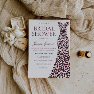 Burgundy Elegance Dress Bridal Shower Invitation