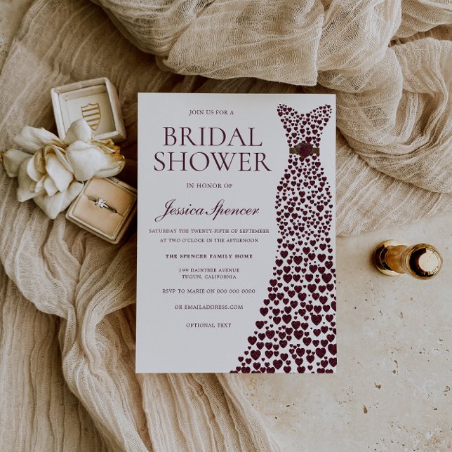Burgundy Elegance Dress Bridal Shower Invitation (Creator Uploaded)