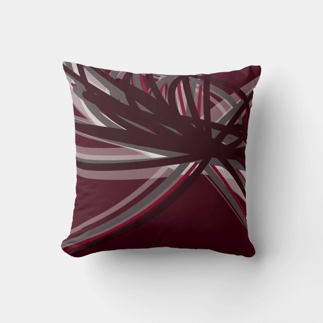 Burgundy Elegant Abstract Ribbon Design Cushion (Front)