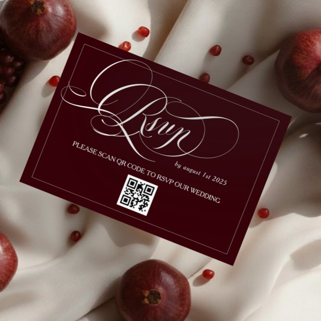 Burgundy Elegant Calligraphy Wedding RSVP Card (Creator Uploaded)