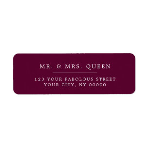 Burgundy Elegant Classic Simple Return Address Label