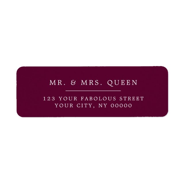 Burgundy Elegant Classic Simple Return Address Label (Front)