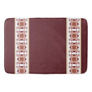 Burgundy Elegant Floral Bath Mat