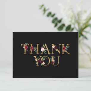 Burgundy Elegant Floral Thank You Card