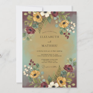 Burgundy Elegant Forest Wedding Invitation