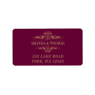 Burgundy Elegant Golden Frame Address Labels