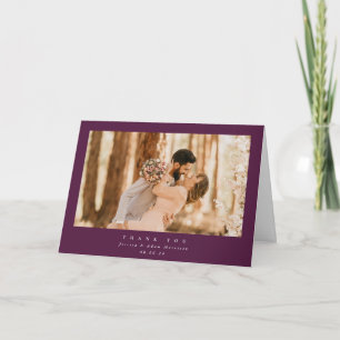 Burgundy Elegant Minimal Single Photo Wedding Thank You Card