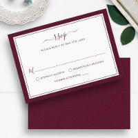 Burgundy Elegant Minimalist Border Script Wedding