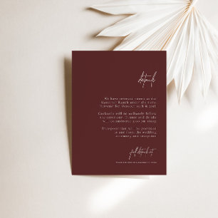 Burgundy Elegant Wedding Details Enclosure Card