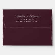 Burgundy Elegant Wedding Return Address Envelope