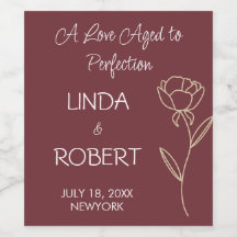 Burgundy Elegant Wedding Wine Label 
