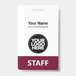 Burgundy Employee Name Business Logo Qr Code ID Badge