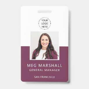 Burgundy Employee Photo ID Logo Company Security Badge
