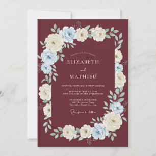 Burgundy Enchanted Floral Wedding Invitation