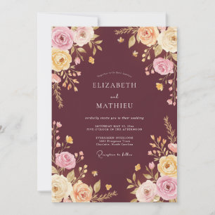 Burgundy Enchanting Floral Wedding Invitation