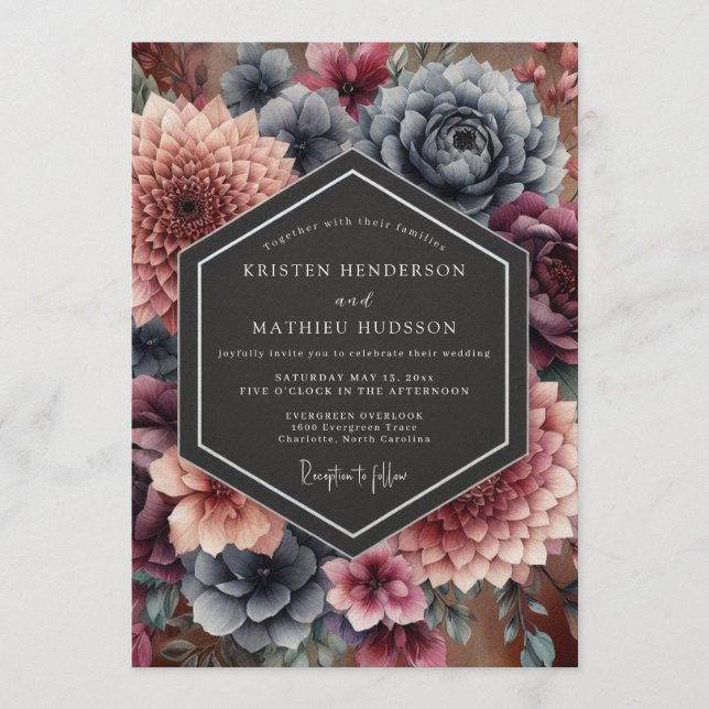 Burgundy Enthralling Autumnal Wedding Invitation (Front)