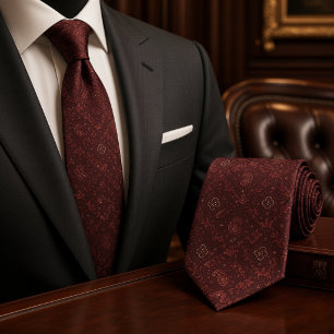 Burgundy Equestrian Paisley Tie