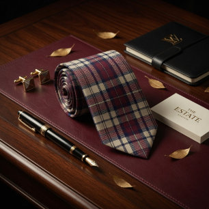 Burgundy Estate Plaid Luxury Tie
