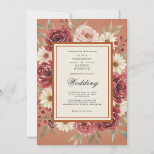 Burgundy Ethereal Autumn Wedding Invitation