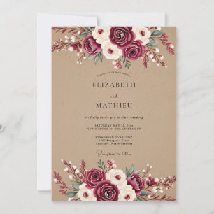 Burgundy Ethereal Blossom Wedding Invitation