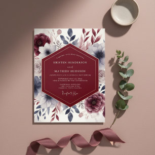 Burgundy Ethereal Flourish Wedding Invitation