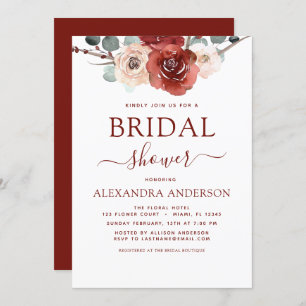 Burgundy Eucalyptus Bridal Shower Fall Invitation