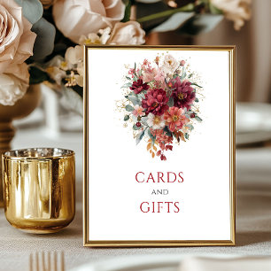 Burgundy Eucalyptus Fall Floral Cards And Gifts Poster