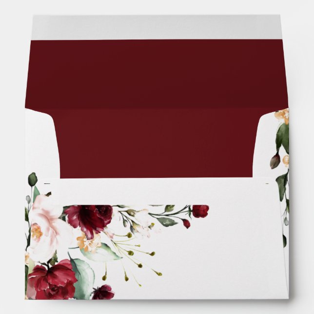 Burgundy Eucalyptus Floral Wedding Invitation  Envelope (Back (Bottom))