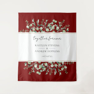 Burgundy Eucalyptus Wedding Together Forever  Tapestry