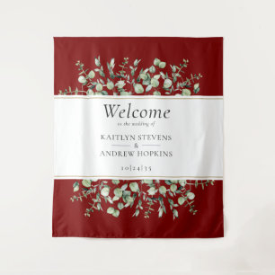 Burgundy Eucalyptus Wedding Welcome  Tapestry