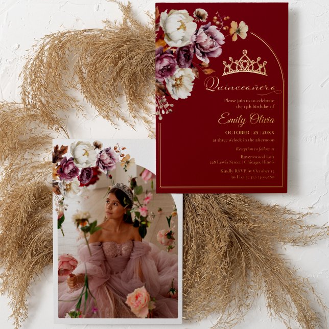 Burgundy Fall Floral Autumn Quinceanera Photo Real (Creator Uploaded)