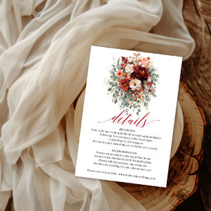 Burgundy Fall Floral Boho Eucalyptus Details Card