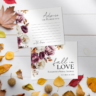 Burgundy Fall Floral Bridal Shower Advice Cards