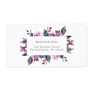 Burgundy Fall Floral Wedding Address Label